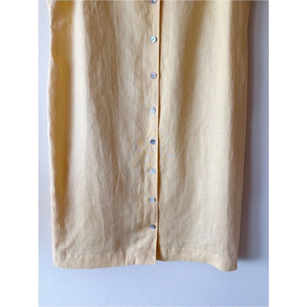 Talbots Yellow Irish Linen Shift Dress Sleeveless Button Front Midi Size 18 NWT - Picture 5 of 9